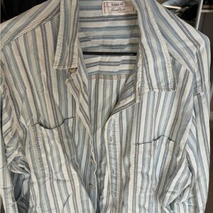 Levi Strauss Signature Classic Fit SF Size XL 100% Cotton Striped Blue/white